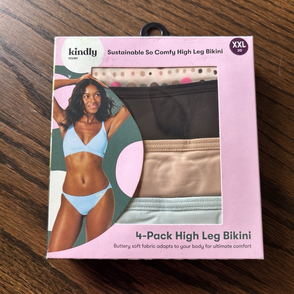 Kindly Yours Womens 2XLarge High Leg 4-PACK So Comfy Bikini Panties Polka Dot